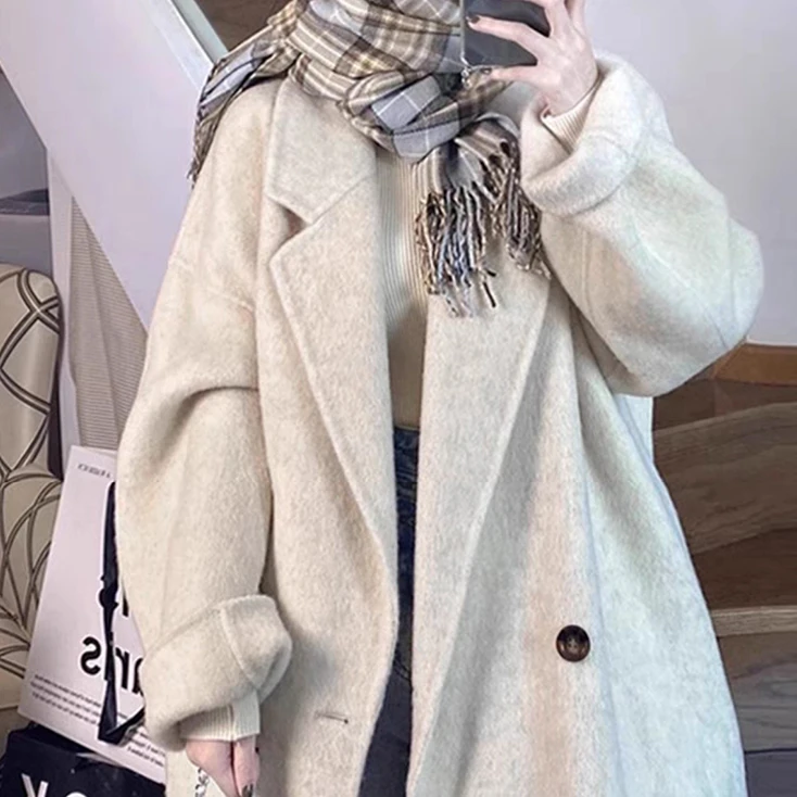 宝丫轻奢  韩系赫本风高级感毛呢大衣外套K912