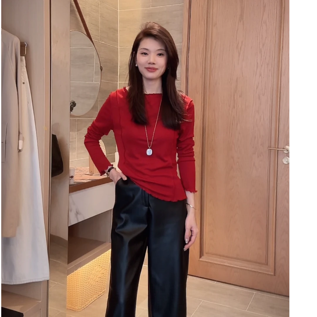 【时序之外】长袖T恤网红休闲风修身常规常规款保暖修身型女款