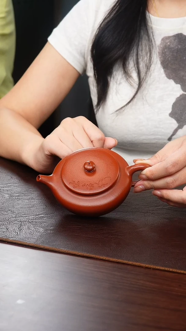 茶壶紫砂侯峰大红袍扁晨180cc