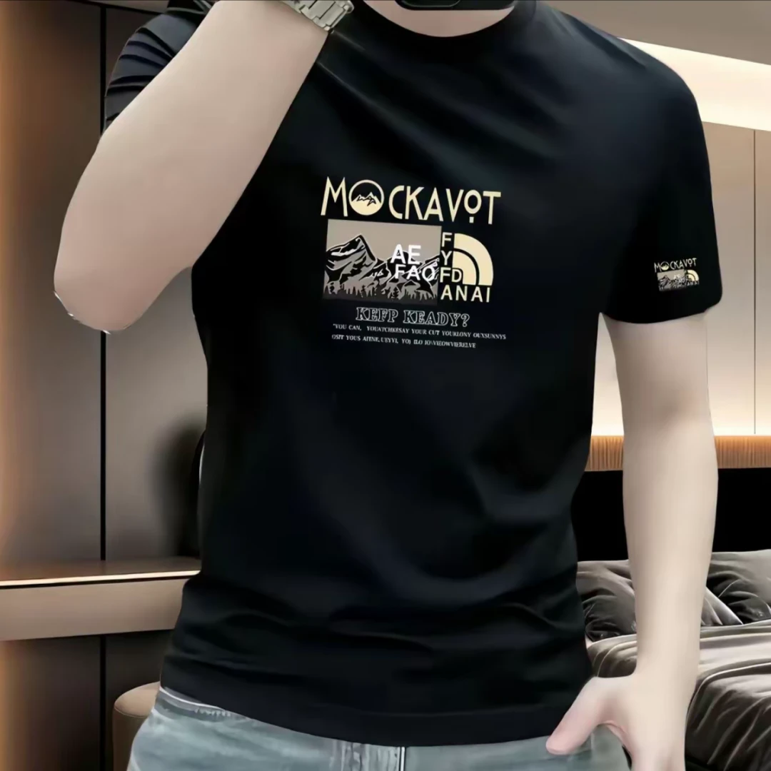 夏季新款纯棉短袖T恤男士帅气休闲宽松百搭创意个性潮牌印花上衣