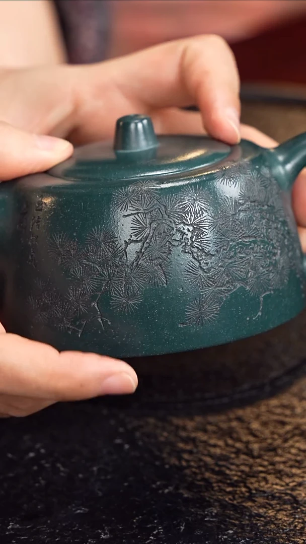 茶壶紫砂谈希强  井栏92  绿泥  200毫升 岩生  沈鹏 亚明
