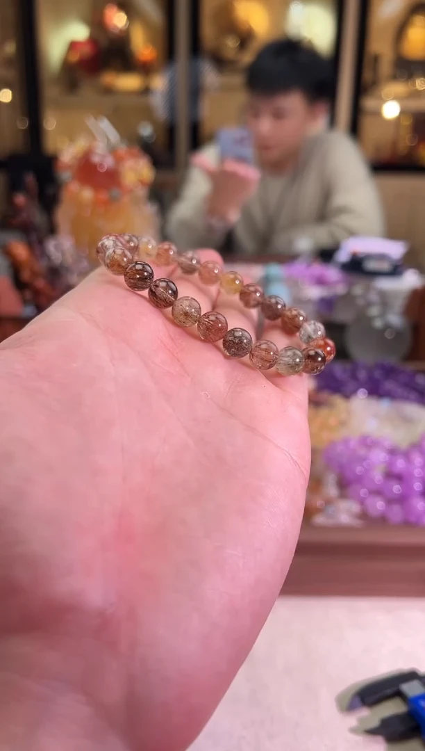 未镶嵌手链水晶8.8mm+满矿黑金超七（多样性发一）