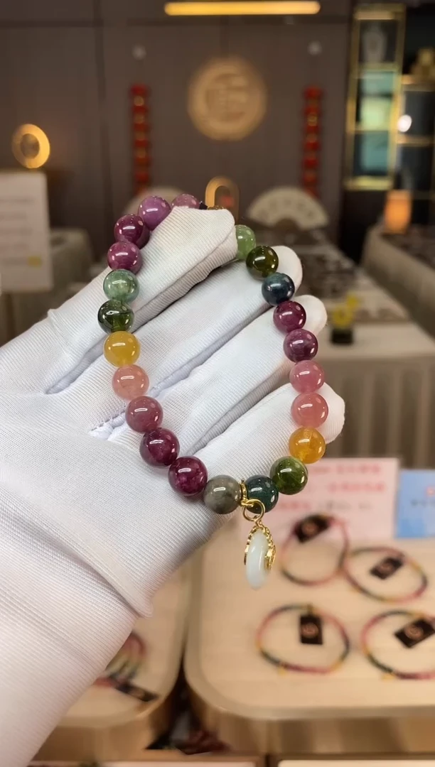 未镶嵌老矿碧玺彩虹单圈手串8mm+碧玺多样性发货一条xion