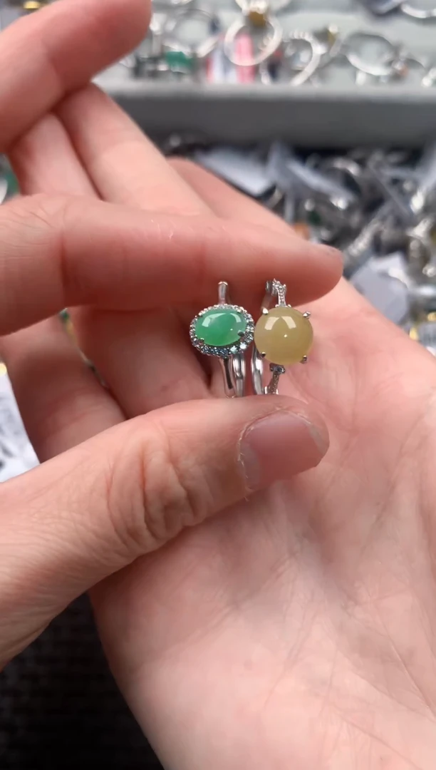 银S925镶嵌戒指翡翠222   1