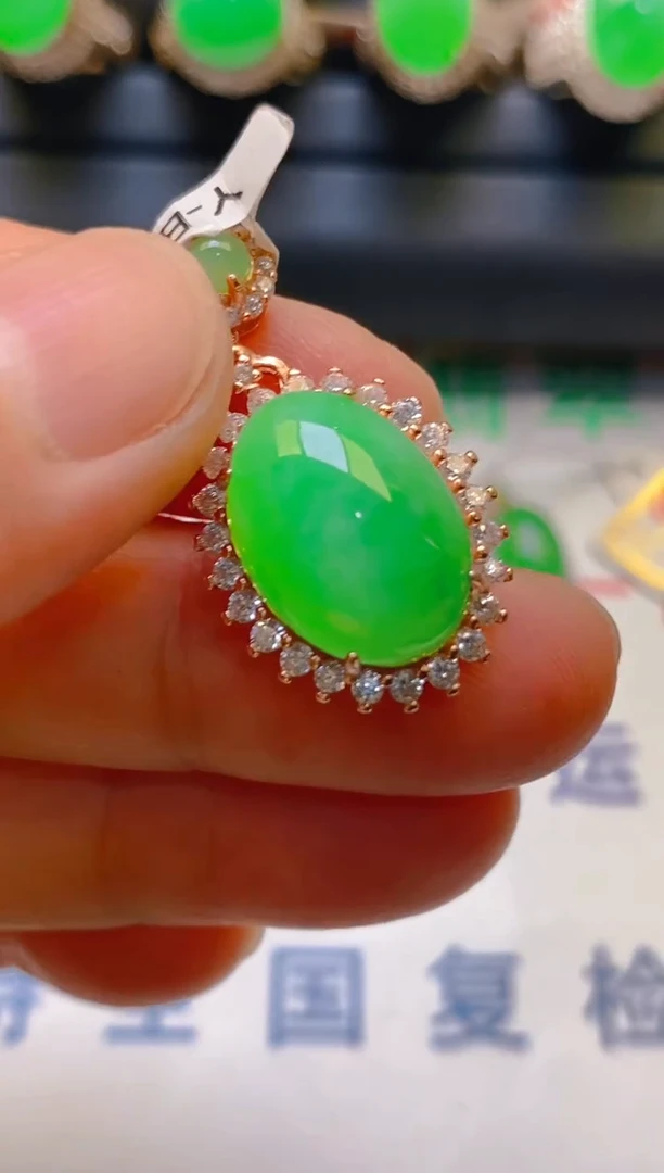 【闪购商品】翡翠耳饰银S925镶嵌天然A货翡翠1