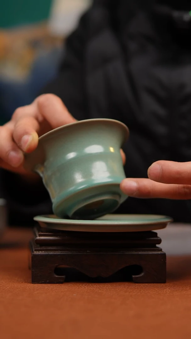 【闪购商品】瓷片原产地原矿仿古竹节马蹄盖碗微瑕福利