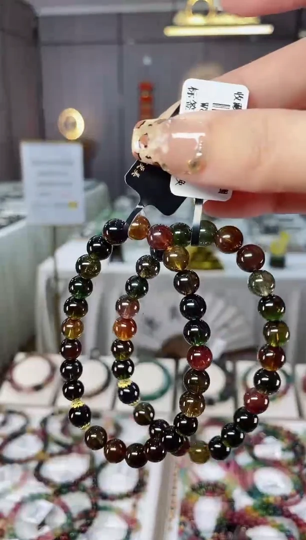 老矿碧玺黑糖净体单圈手串7mm+未镶嵌碧玺dan多样性发货一条