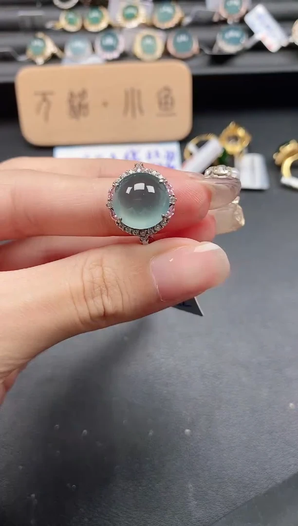 翡翠戒指银S925镶嵌55511