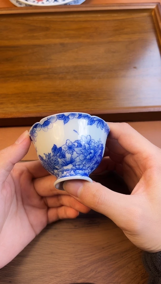 问青坊柴窑万花花口杯