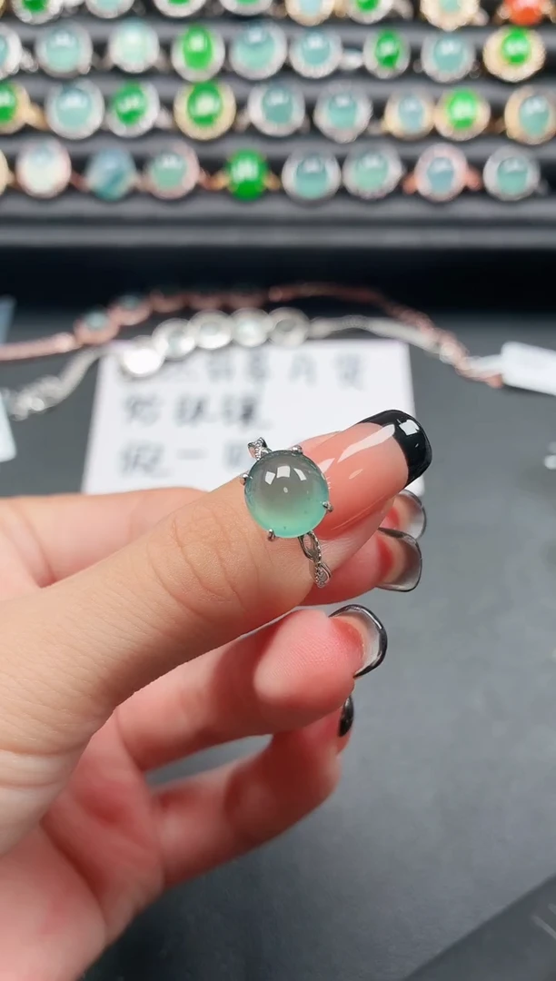 翡翠戒指银S925镶嵌111111