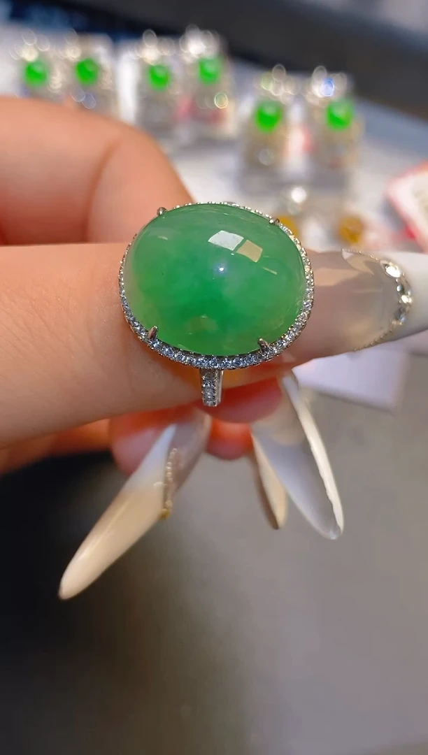 翡翠银S925镶嵌耳饰天然