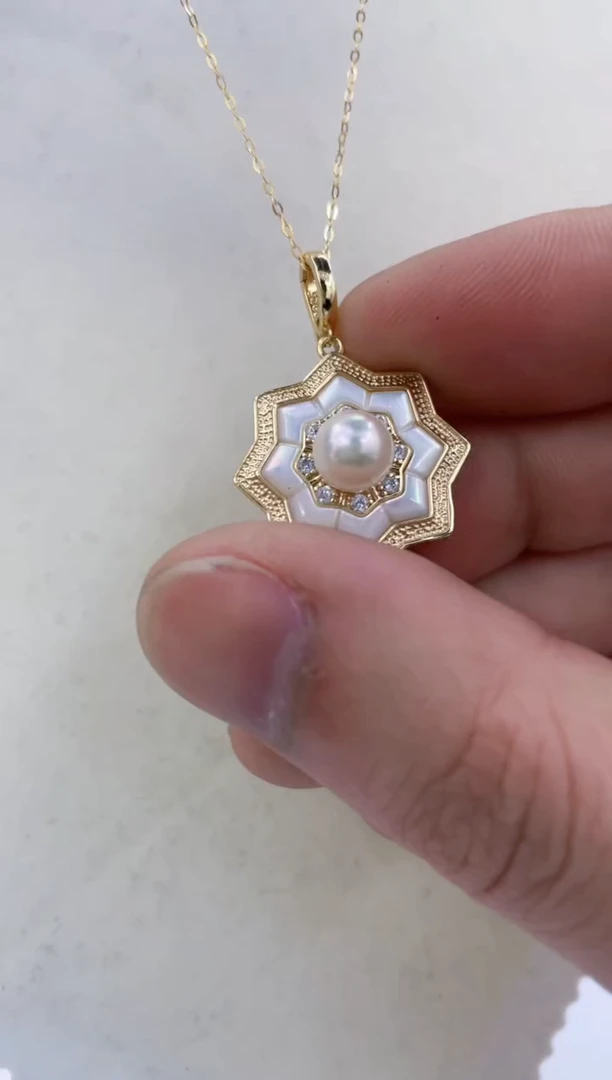 颈饰银S925镶嵌海水珍珠