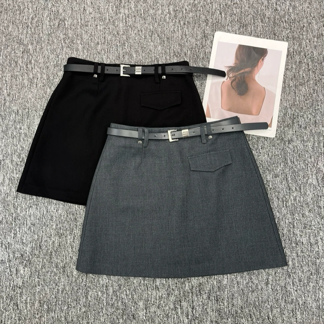 【晨浠定制】新款假一字口袋设计款a字短半裙275291