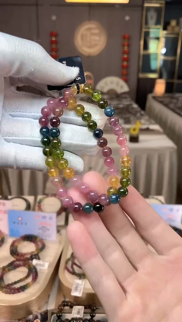 未镶嵌老矿碧玺彩虹单圈手串6mm+碧玺多样性发一条xion