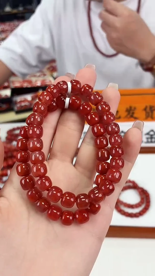 南红玛瑙瓦西老型手串8+未镶嵌（多样式发其一）