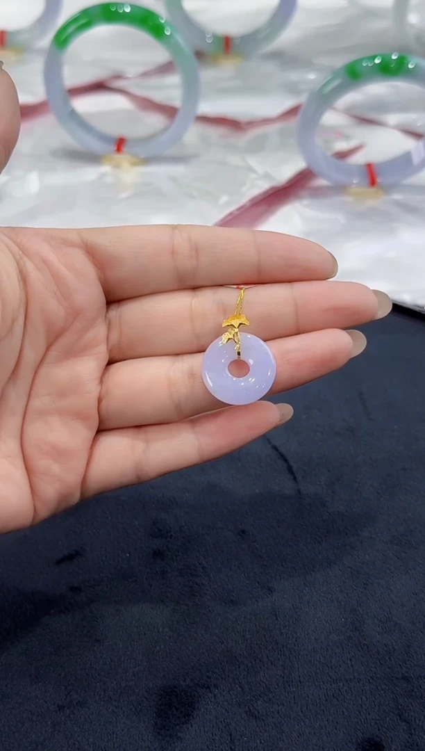 吊坠(不含链)18K金镶嵌翡翠天然缅甸A货翡翠·吊坠·