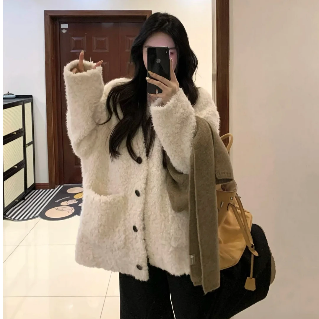 【600-699】100%羊毛冬季新款女士羊毛外套颗粒羊毛宽松时尚休闲