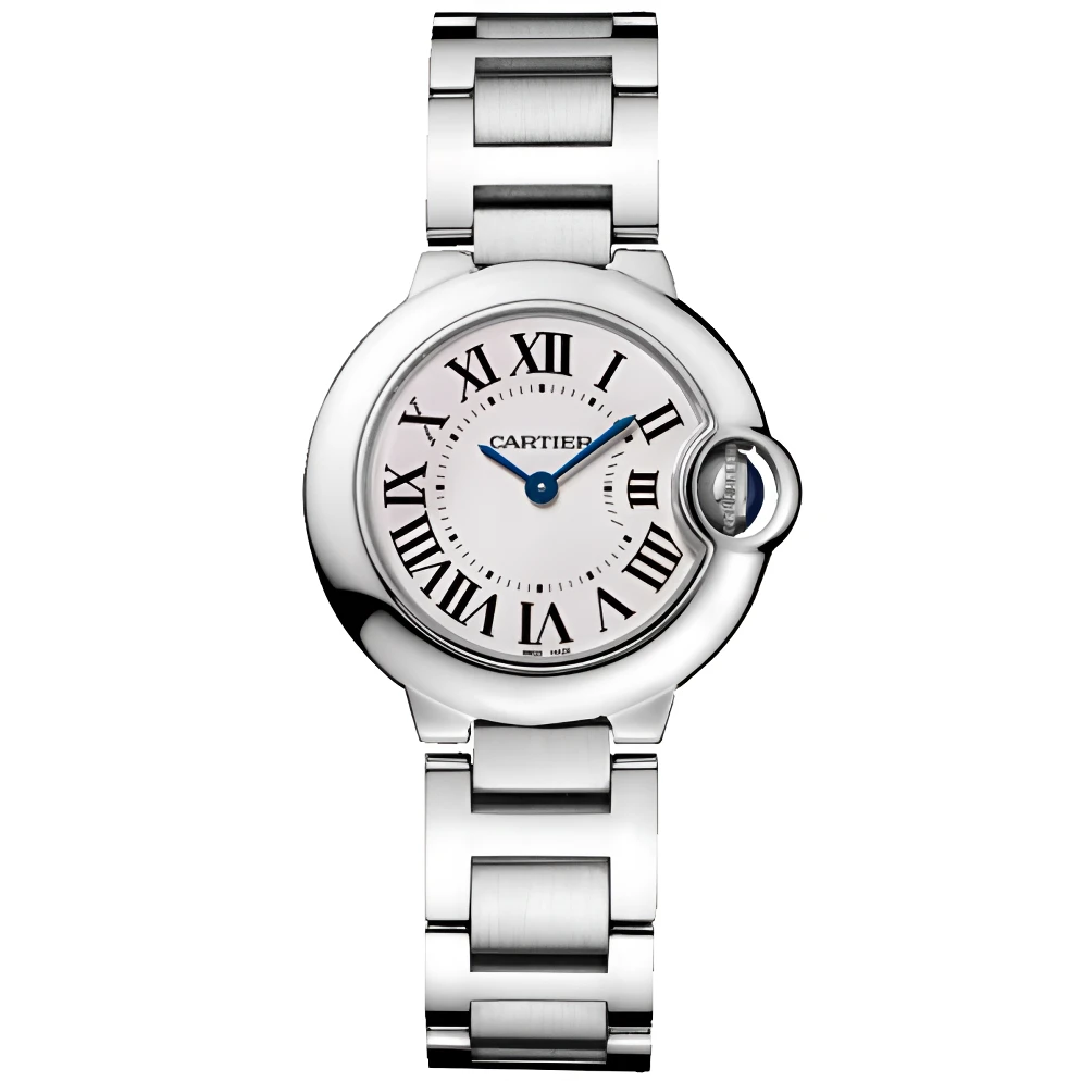 99新 Cartier/卡地亚 蓝气球钢带款全原石英28.6盘jx