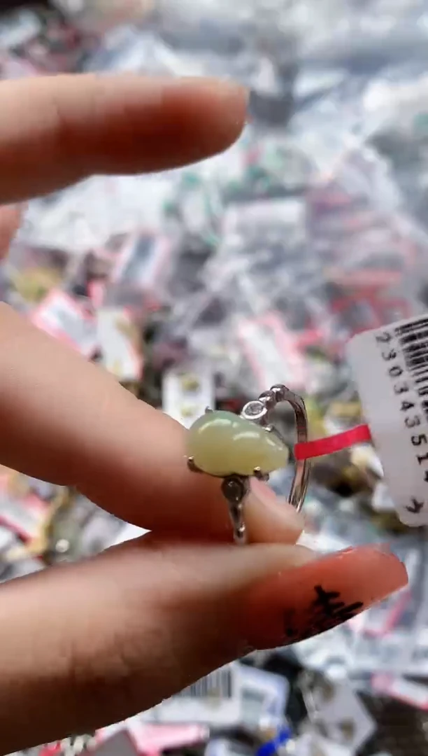 银S925镶嵌戒指翡翠天然A货缅甸翡翠