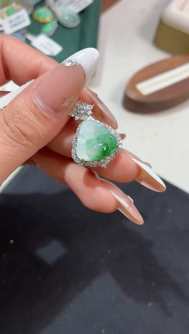 吊坠(不含链)银S925镶嵌翡翠【挽石珠宝】佛公