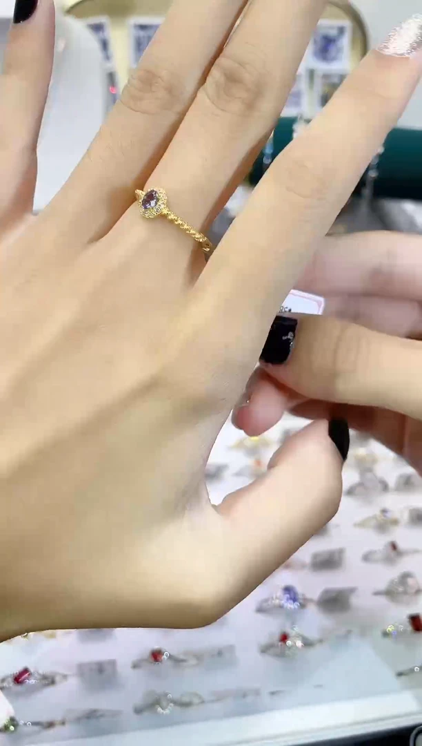 坦桑石戒指银S925镶嵌天然宝石