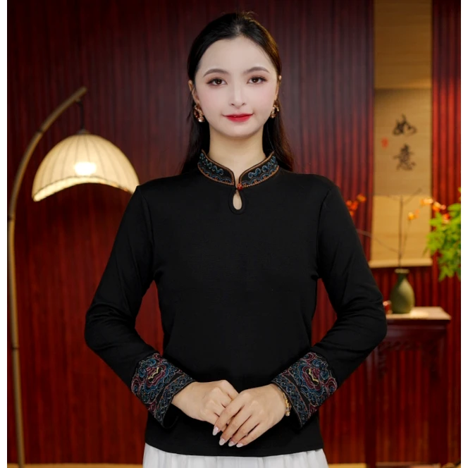 [墨轩] 柒夫人高定新中式刺绣打底衫中国风民族风百搭
