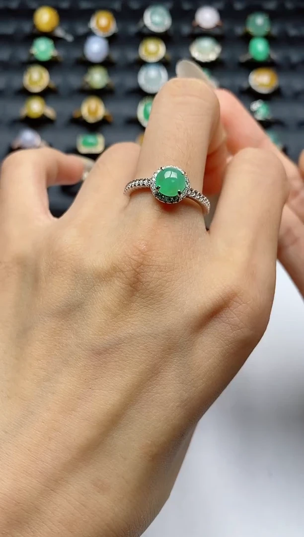 翡翠戒指银S925镶嵌.