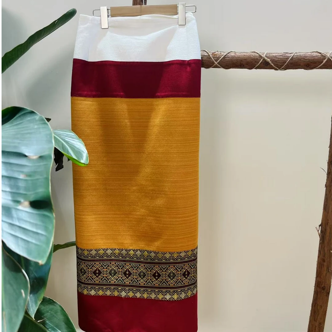 傣族传统民族服饰 显瘦显气质  泰国手工织布裙民族服饰