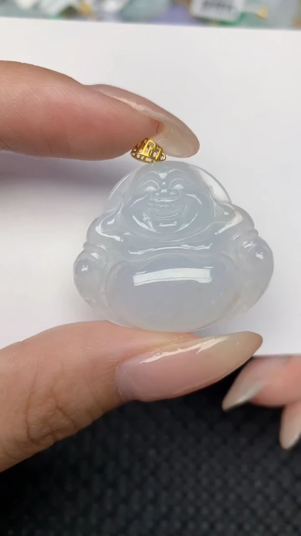 翡翠18K金镶嵌颈饰天然翡翠a货