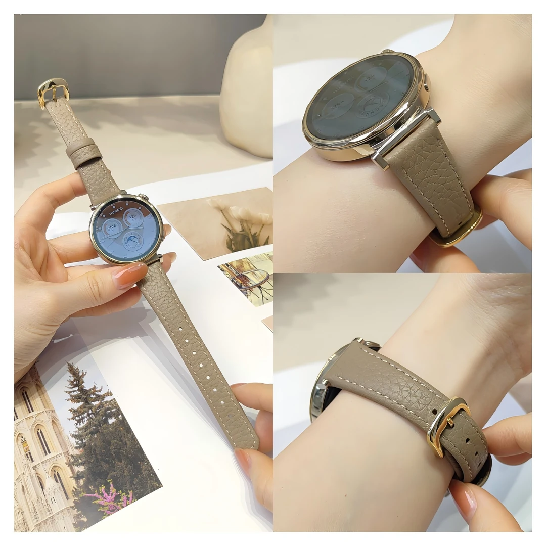 适用于华为/gt45/gt5pro荔枝纹小蛮腰皮质表带applewatch