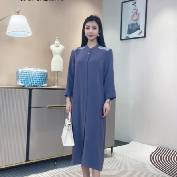 【七景超级太太】2024新款飞儿秋冬设计女醋酸气质连衣裙SL23235