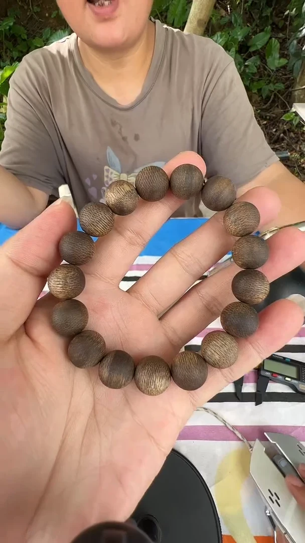 沉香手串S***强1.2沉水浮圆珠单圈多样性发一