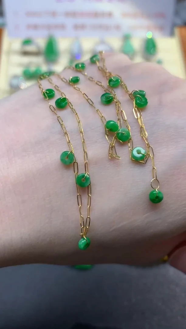 项链18K金镶嵌翡翠项链|1100+110