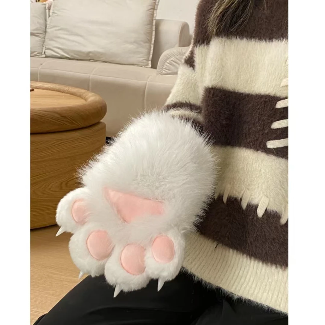 【视频同款】可爱毛绒兽爪手套少女心软萌吱吱叫手套猫咪加厚秋冬