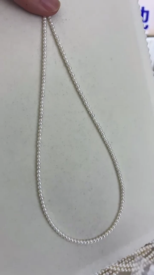 颈饰银S925镶嵌淡水珍珠天然珍珠极光小米珠baby链3-4