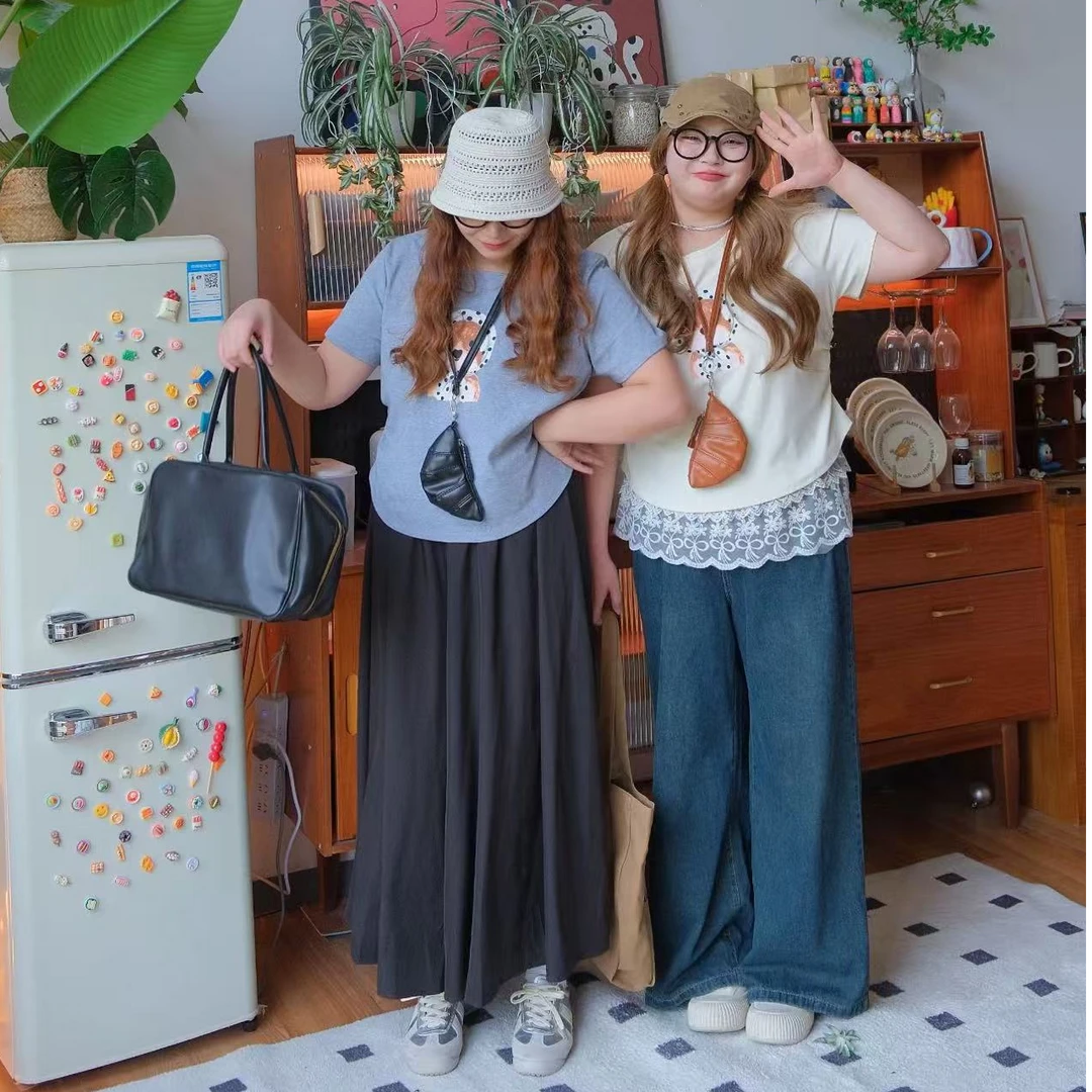 夏款凉感微胖大码百搭女装OL复古潮牌学院风宽松显瘦短袖T恤6785