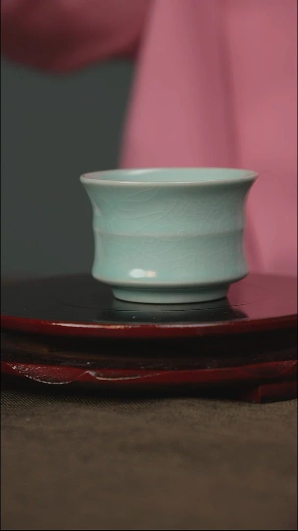 支钉烧 竹节杯 带底款