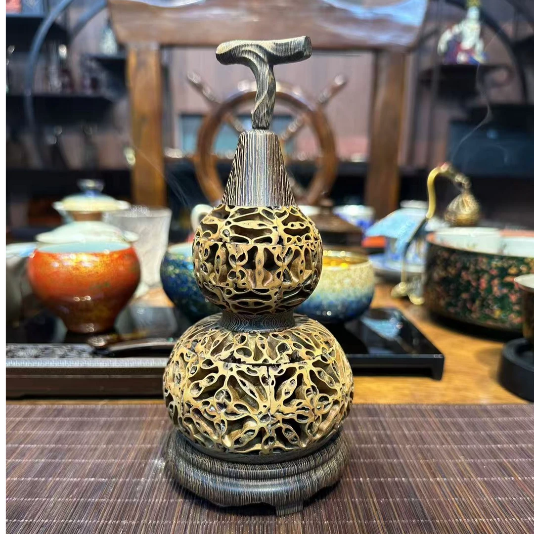 非遗手工核桃木葫芦盘香实木香炉