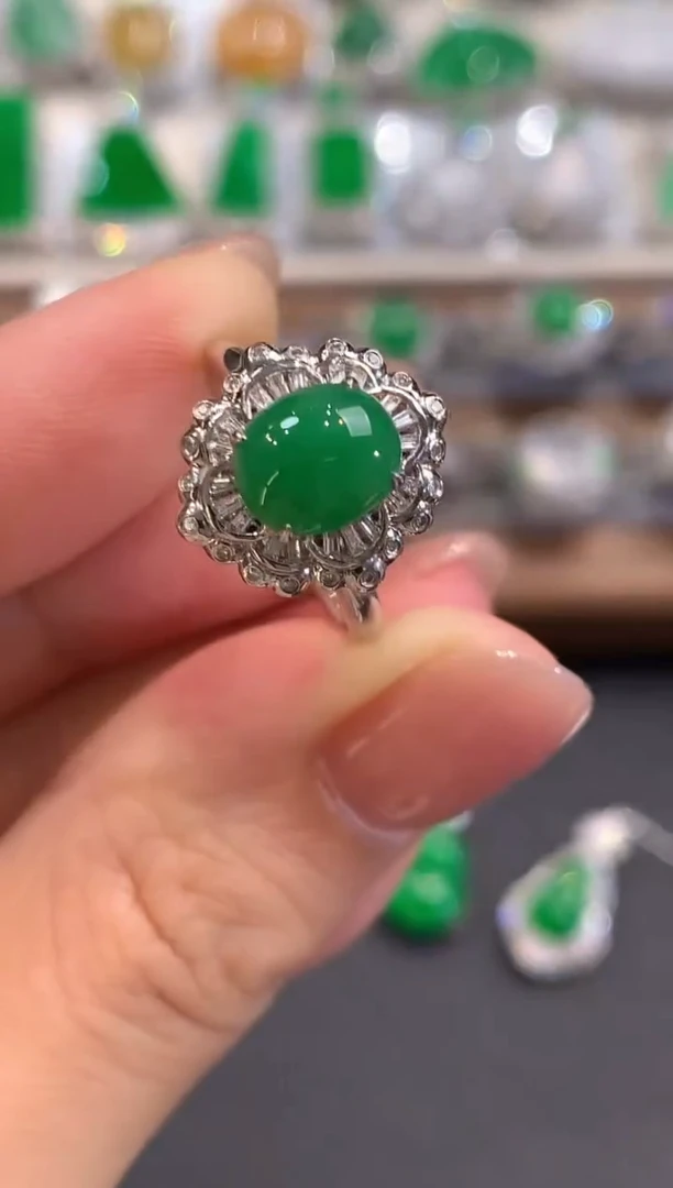 18K金镶嵌戒指翡翠a41多样性一件发货