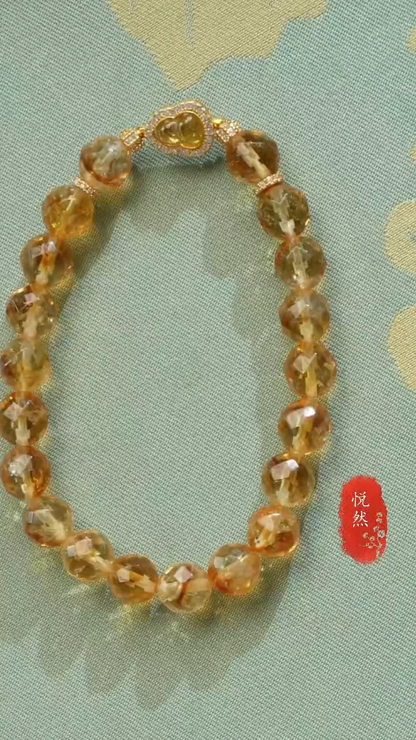 银S925镶嵌手链水晶黄水晶手链