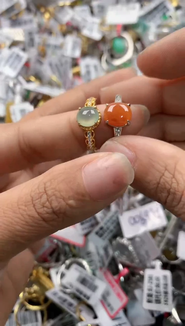 银S925镶嵌戒指翡翠777   7