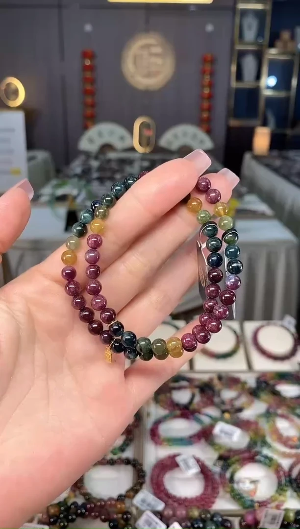 未镶嵌老矿碧玺单圈手串5mm+碧玺hon多样性发货一条