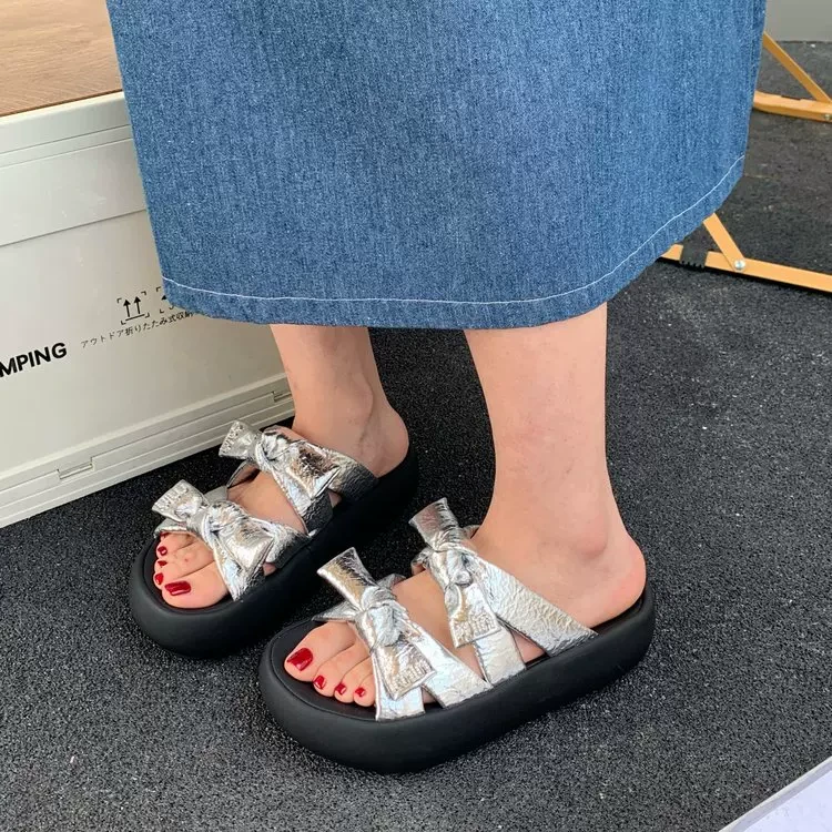 厚底时尚蝴蝶结女外穿夏新款配裙子露趾拖鞋53T0100
