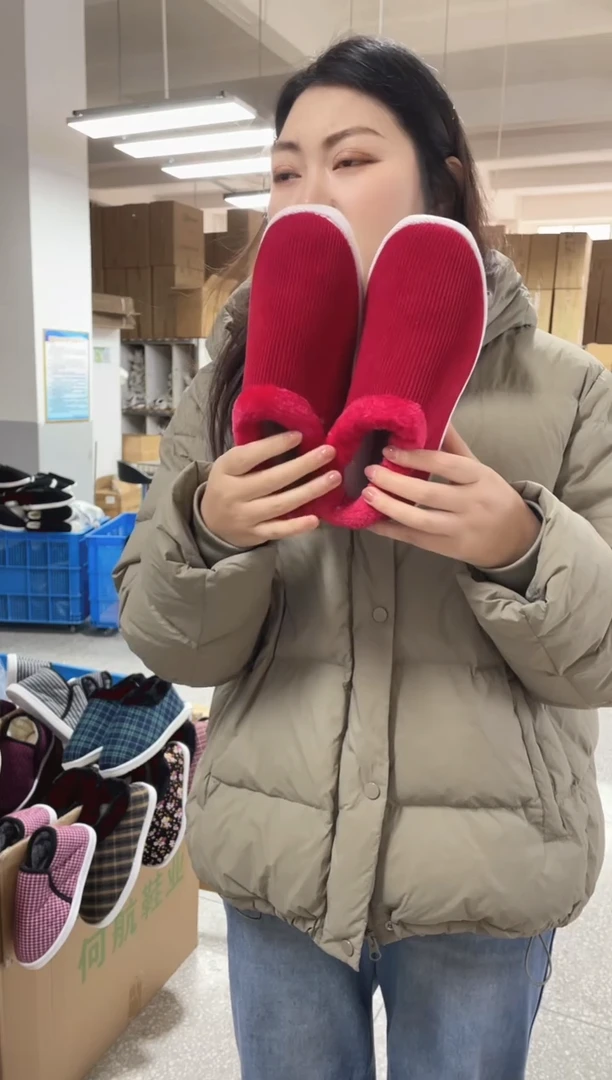 红色毛圈棉鞋38码