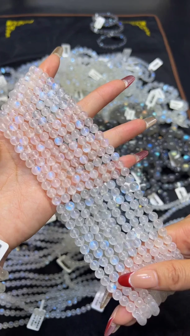 【闪购商品】长石手链未镶嵌7mm入门蓝月光3圈 默认微瑕