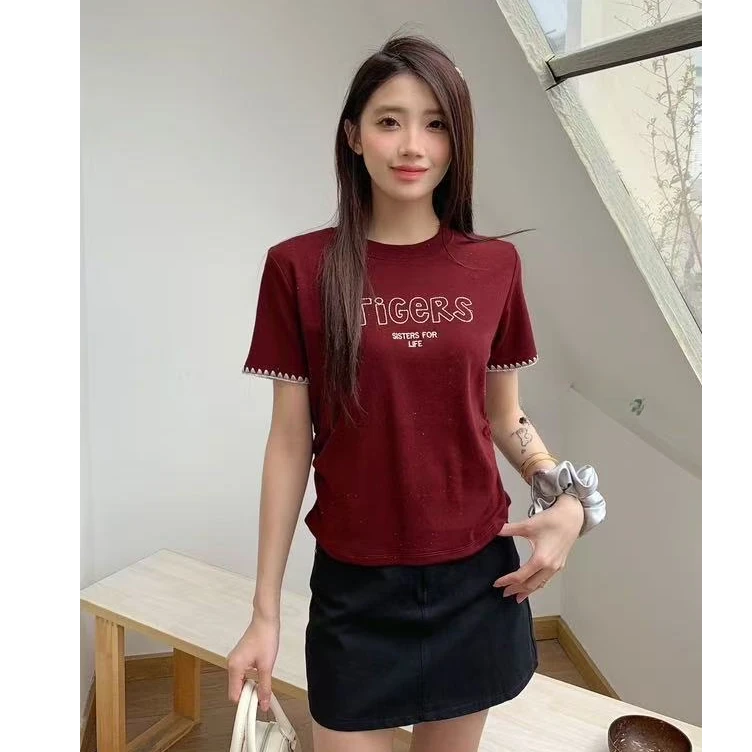 【晨浠定制】新款时尚百搭字母收腰T恤2990