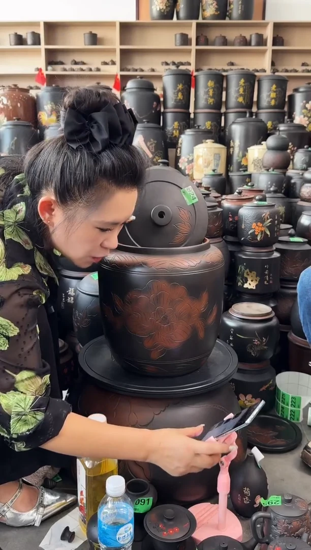 罐瑕疵小水缸13升牡丹花  924
