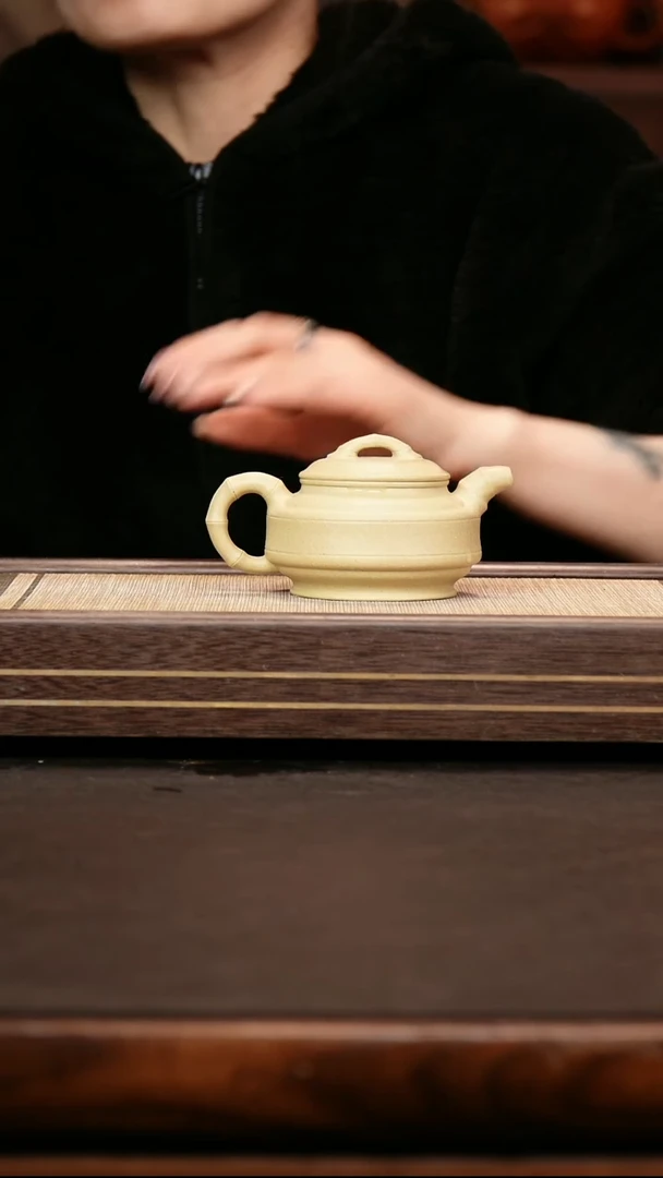 茶壶紫砂本绿 双线竹鼓230cc