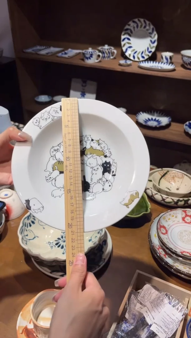 瓷片21cm猫咪聚会深盘