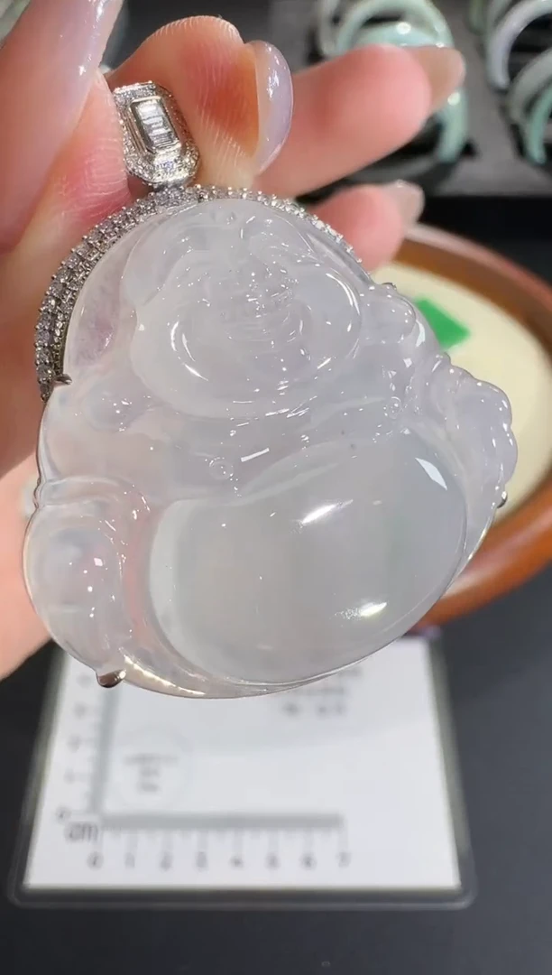 吊坠(不含链)18K金镶嵌翡翠【源头工厂】钻石镶嵌